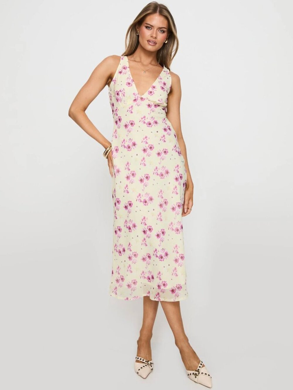 Nellie Midi Dress Yellow Floral